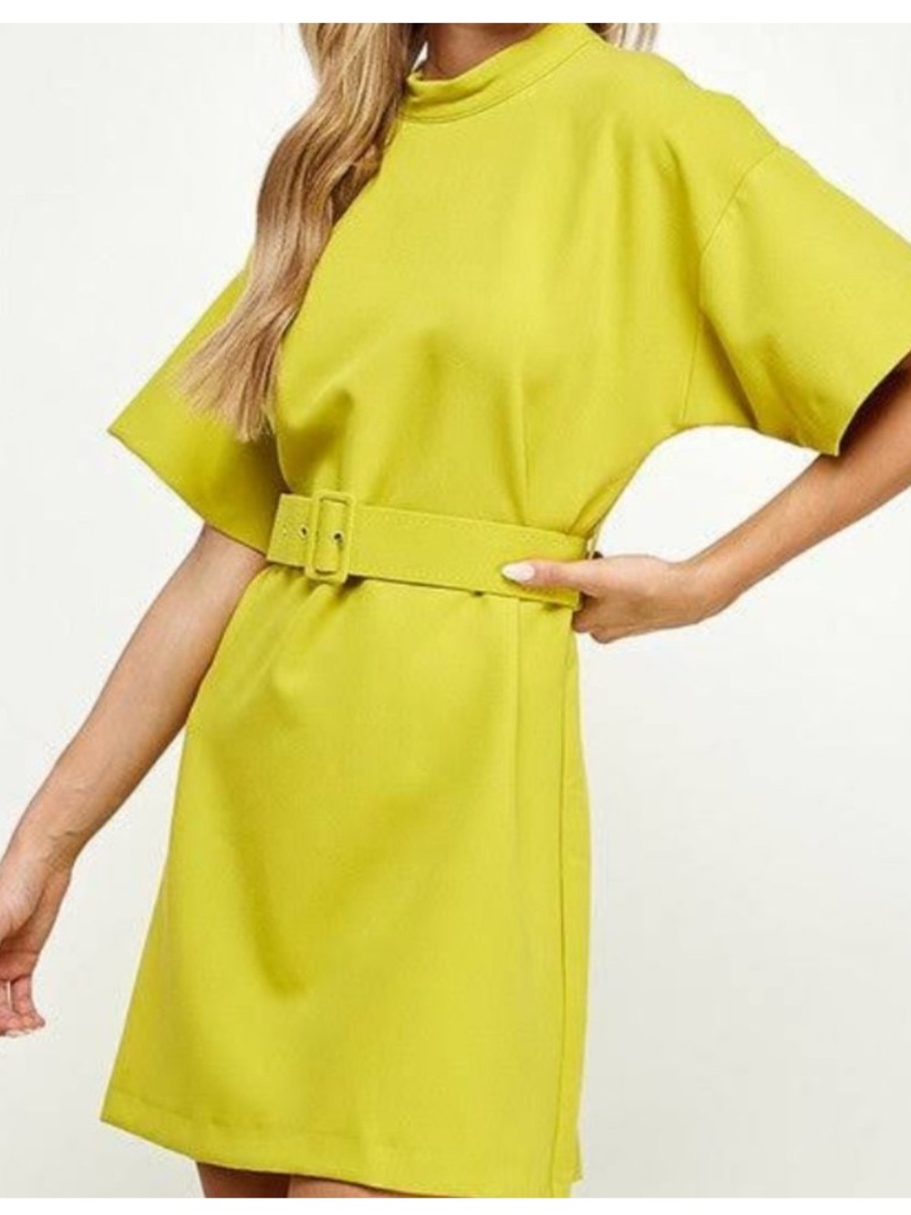 Ellison Belted Shift Dress | Small | Chartreuse